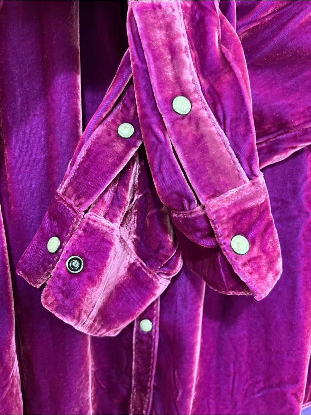 Sundance Rayon/Silk Velvet Button Up Shirt Long Sleeve Fuchsia Pink Size XXL - Picture 7 of 16
